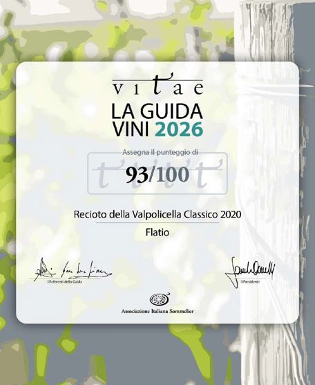 Recioto della Valpolicella DOCG 2020 FlaTío - 4 viti guida Vitae AIS 2026
